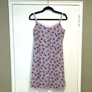 VINTAGE Lavender Sheer Overlay Summer Floral Dress/ Woman Size 4/ Purple